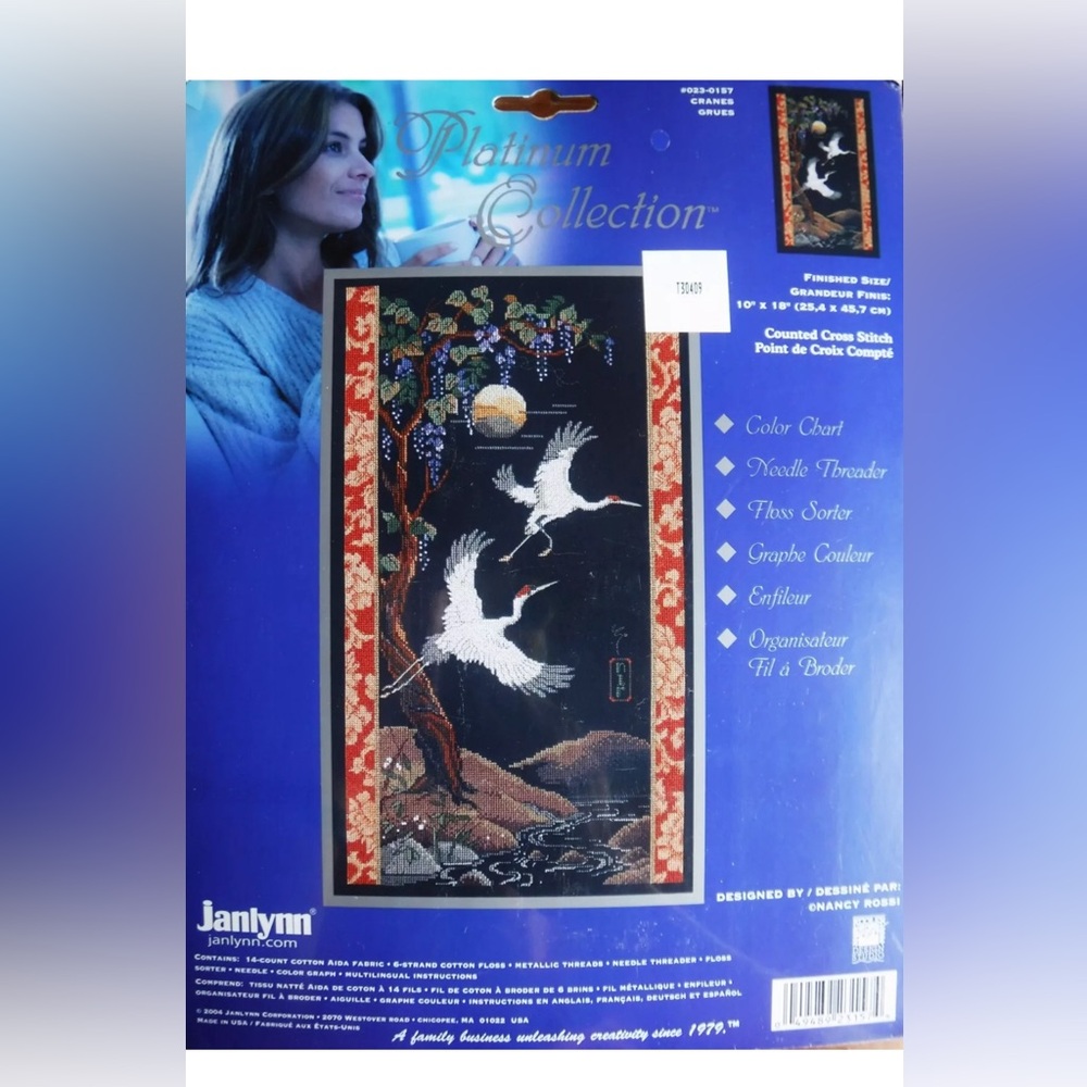 NEW Janlynn 2004 Platinum Collection "Cranes" Counted Cross Stitch Kit #023-0157